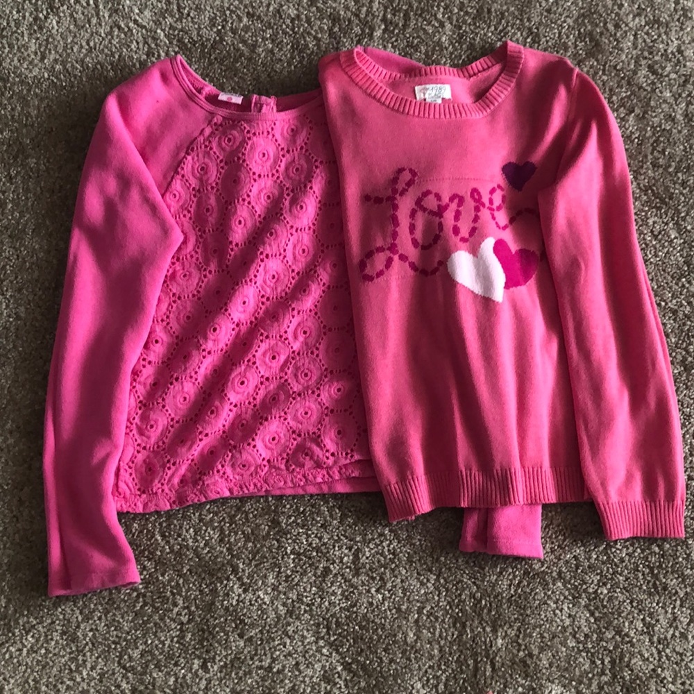 Girls pink sweaters